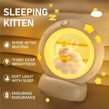 Sleeping Cat Night Light USB Charging Bed Light Adjustable LED Light Tap Light for Bedrooms Warm White