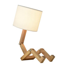 Lampe de chevet robotisée en bois Yakbaofuo avec bibliothèque et