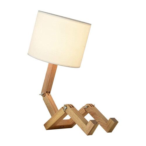 Lampada da comodino robotica in legno Yakbaofuo con libreria e