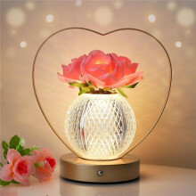 Lampe Rose, Cadeau D'Anniversaire pour Femme, Veilleuse Rechargeable, Lampe Décorative Tricolore à Intensité Variable pour Chambre à Coucher