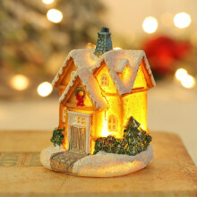 Resin Christmas Village Houses with Warm White LED Lights