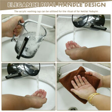 Hand Washing Cup Acrylic Round Washing Cup Hand Wash Cup with Two Metal Handles for Jewish Prayer Wash Cup Round