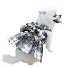 Dog Plaid Dress Suit with Harness and Leash