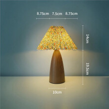 Retro Table Lamp Pleated Bedroom Bedside Lamp High End Imitation Wood Grain Decorative Atmosphere Night Light B