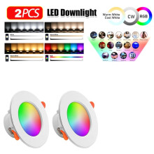 Spot Lumineux Rond Intelligent RVB Compatible 2700 K-6500 K, Éclairage Encastré pour Salon, Chambre à Coucher