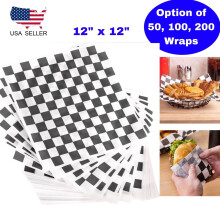 Black and White Checkered Wax Paper Sheets 12x12 Inch