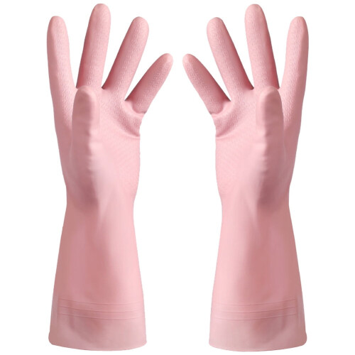 Pink Waterproof Kitchen Gloves M Size 1 Pair