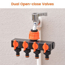Divisor de Mangueira de Jardim, Conector de Torneira de 4 Vias, Divisor de Mangueira, Quatro Interruptores para Irrigação de Gramado