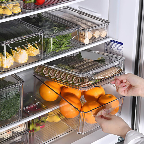 Refrigerator Organizer Bin with Lid 2.85L Clear Plastic 2