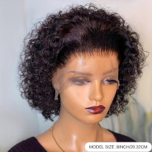 13x1 Lace Front Pruik van Menselijk Haar, Korte Pixie Cut Pruik, Korte Krullende Bob, Transparante Front Lace Pruik voor Dames 180%