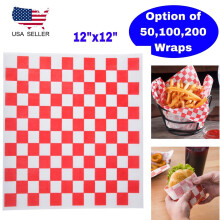 Wax paper sheets red white checkered 12x12 inch