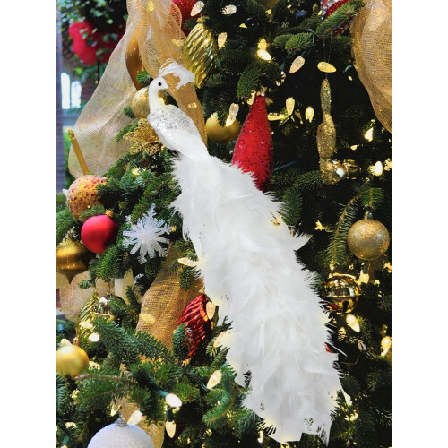 Artificial Feather Ornament Blue White 2 pcs
