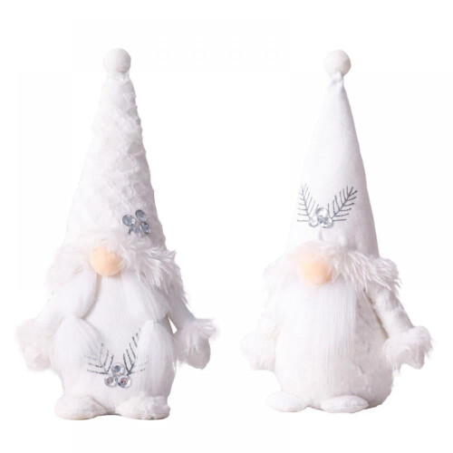 Handmade Christmas Gnome Plush Ornament White 1pc