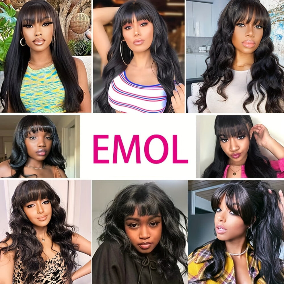 Body Wave Brazilian Virgin Hair Wig with Bangs 180% Density