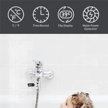 Thermomètre de Douche à Affichage LED, Auto-Générateur de Débit D'Eau, Moniteur de Température