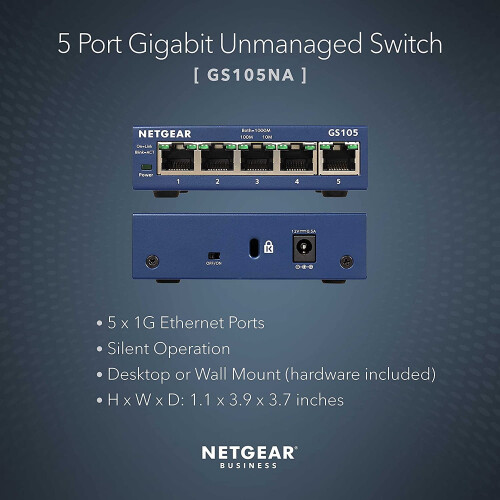 Μη διαχειριζόμενος διακόπτης Gigabit Ethernet 5 θυρών GS105NA 1