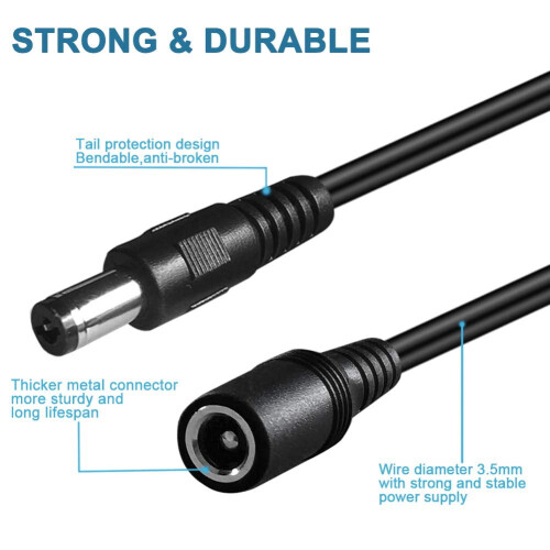 Καλώδιο επέκτασης DC 5,5 mm x 2,1 mm αρσενικό σε θηλυκό 3 ft-2-pack 2