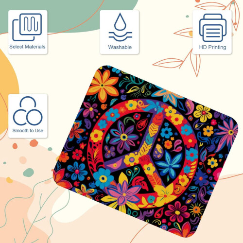 Mouse Pad Dark Flowers Peace Αντιολισθητική Βάση από Λαστιχένιο Υλικό 8,3x9,8 2