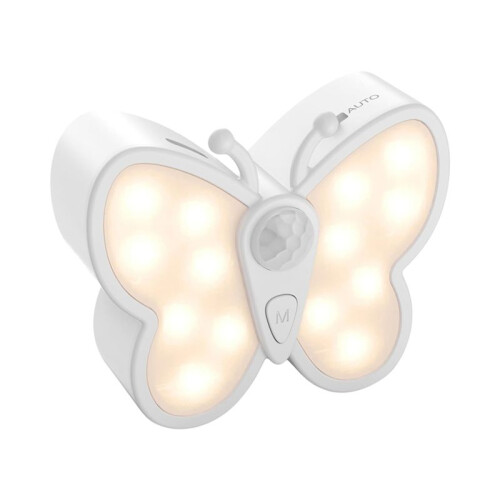 Bright Dimmable Butterfly LED Night Light  Motion Sensor with Spotlight and 2 Color Temperature 1PC