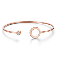 1 stuk eenvoudige design manchetarmband van 925 sterling zilver met AAA-kwaliteit kubische zirkonia in roségoud, 19 cm (7-1/2 inch)