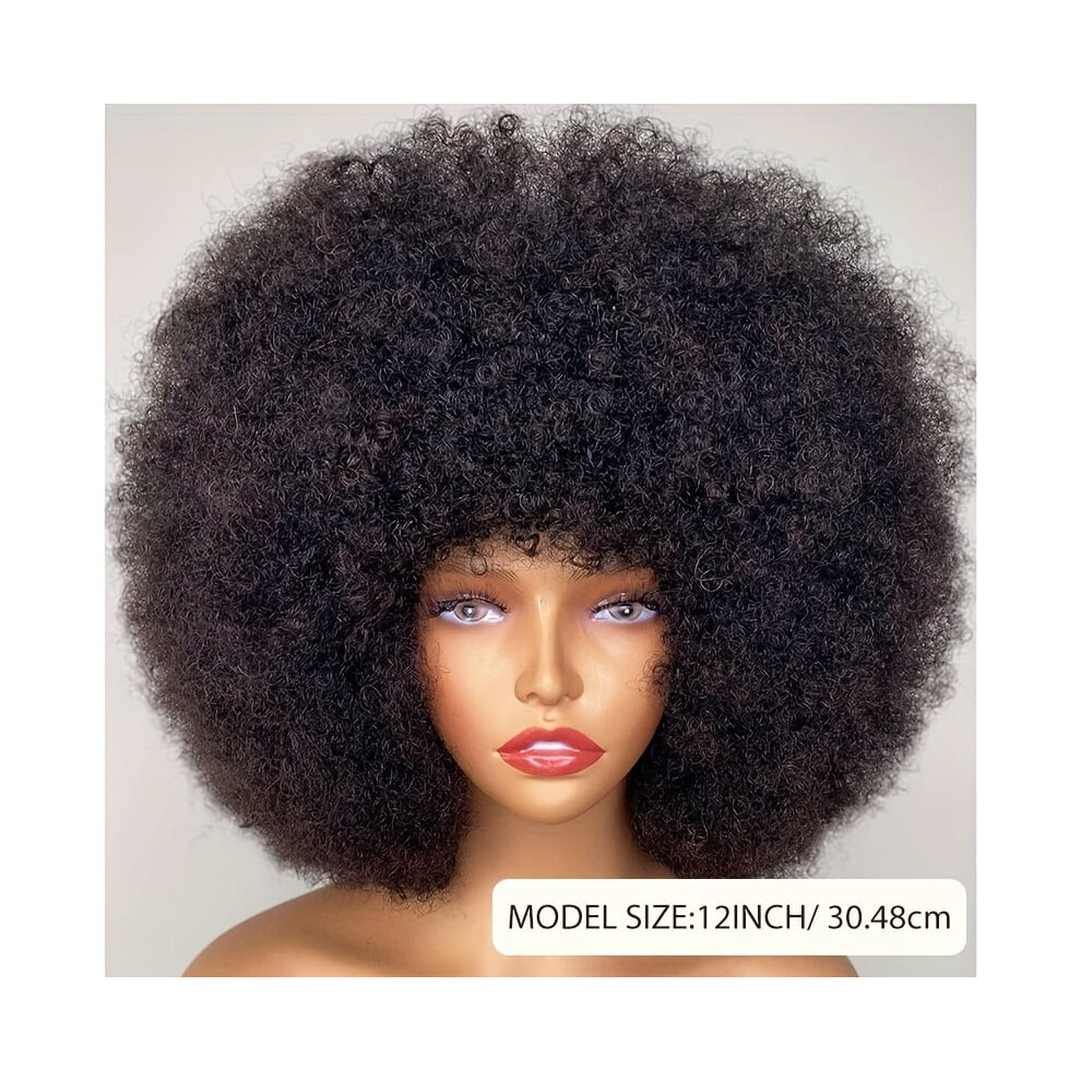Kinky Curly Human Hair Wig Short Pixie Retro Style