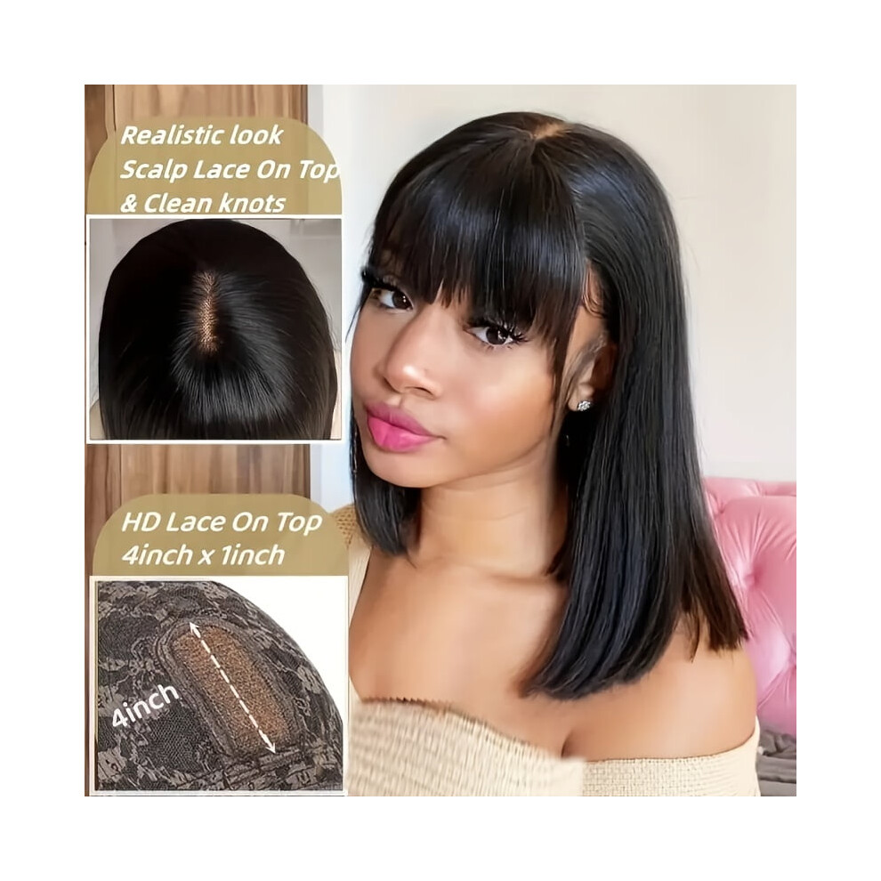 HD Lace Short Bob Wig Straight Human Hair 180% Density