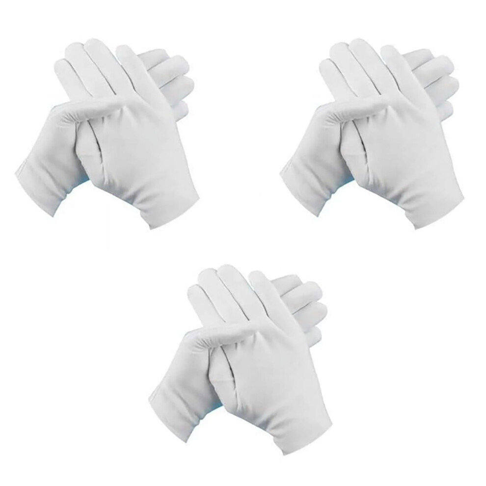 Yakbaofuo White Cotton Gloves Breathable 3 Pairs 969218242964
