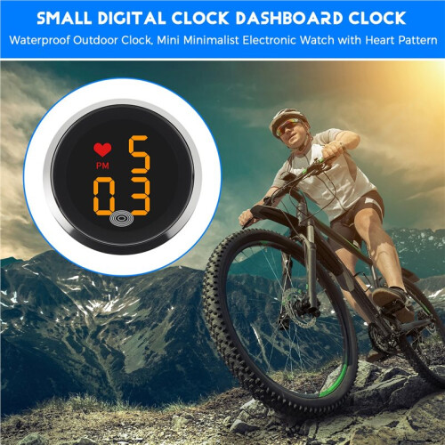 Small Digital Clock, Dashboard Car Clock, Waterproof Outdoor Clock,  Minimalist Electronic Watch with Heart Pattern 1