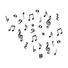 Musical Note Wall Decals Removable Vinyl 12 pcs
