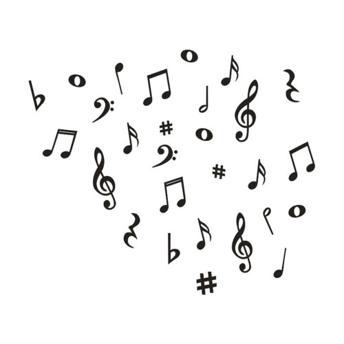Musical Note Wall Decals Removable Vinyl 12 pcs