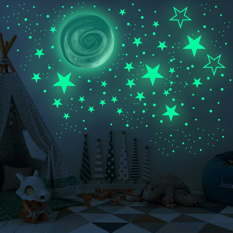 Glow-In-The-Dark Star And Moon Wall Stickers, 50 Pcs 969218190760