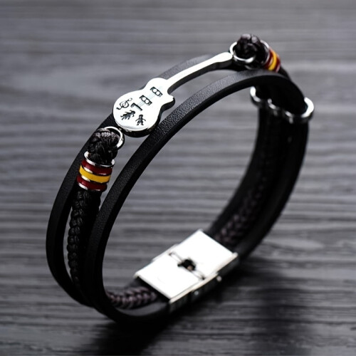 Rock Braided PE Leather Guitar Bracelet 1 pc 1