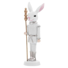 Sculpture en Résine Casse-Noisette de Pâques Poupée de Vacances Décoration de Bureau à Domicile Ornements Mignons Blanc