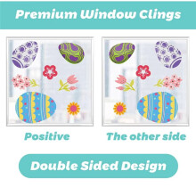 Easter Colorful Eggs Window Stickers Spring Flowers Butterfly Carrot Static Wall Decals New Showcase Glass Decoration
