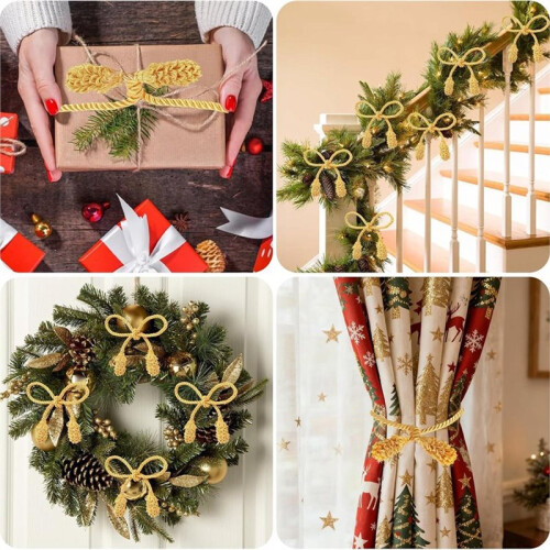 12 Unidades de 50 cm (20 Polegadas) de Abraçadeiras de Natal Reutilizáveis e Flexíveis para Guirlandas e Coroas de Natal, Ideais para Corrimãos de 2