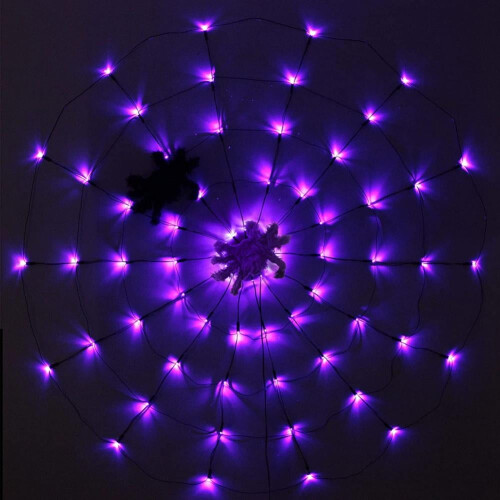 Halloween70LED Φωτιστικά Ιστού Αράχνης με Αράχνη, 11.8FT2Modes Φωτίζουν Διακοσμήσεις Ιστού