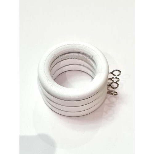 Gardinringe i træ med øje, hvide, 6 stk. 4,7 cm indvendig diameter 2