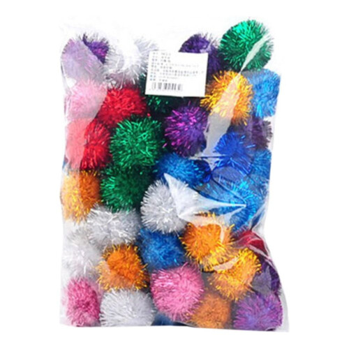 Cat Toy Ball Assorted Color Flash Pom Poms 20 Pcs