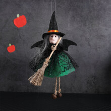 Decor de vrăjitoare de Halloween, negru, 11,5 cm, cu fustă de pânză de păianjen