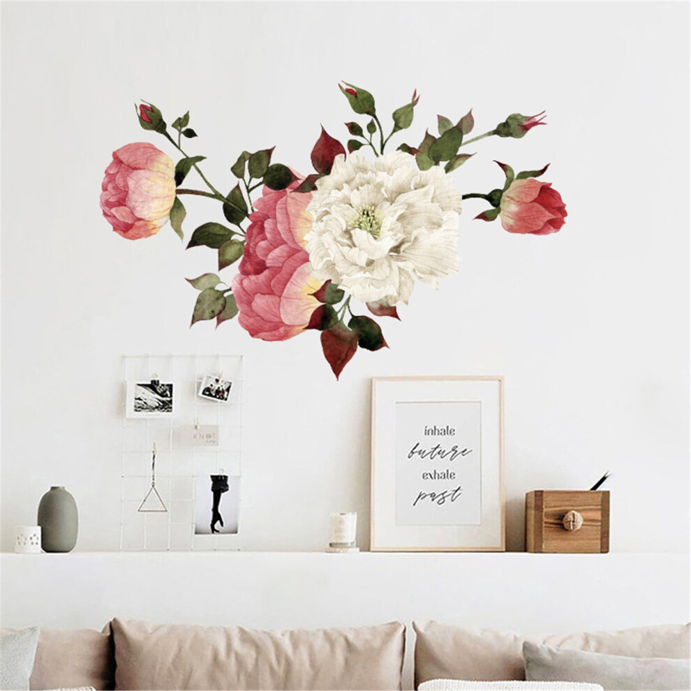 Peony Rose Wall Decals Pvc Floral Decor For Bedroom 928028832109