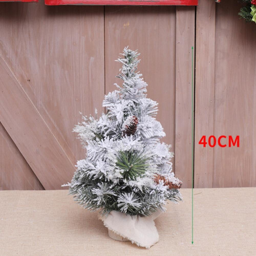 16 inch pre-lit flocked tabletop Christmas tree with burlap