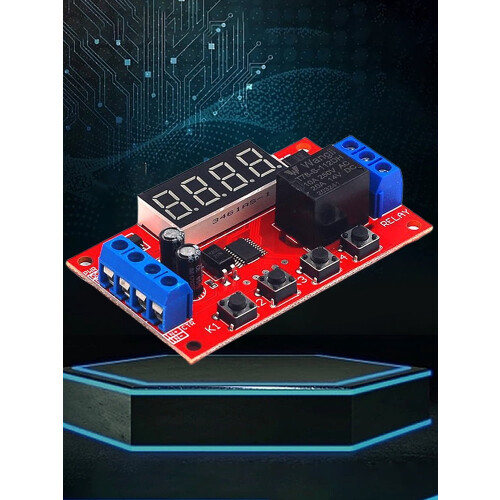 Módulo de relé temporizador digital LED de 12V com interruptor de retardo programável 1