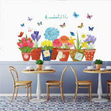3D acrylic wall stickers green plants 12 pcs