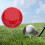 Placa marcadora de tee de golfe dourada com chanfro vermelho, 1 peça 3