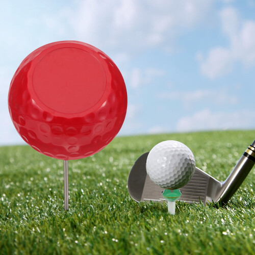Placa marcadora de tee de golfe dourada com chanfro vermelho, 1 peça 2