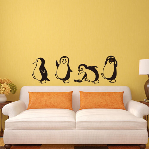 Penguin wall decal removable nursery sticker set