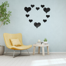3D heart mirror wall stickers for kids room, 10 pcs