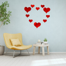 3D heart mirror wall stickers for kids room decor, 10 pcs