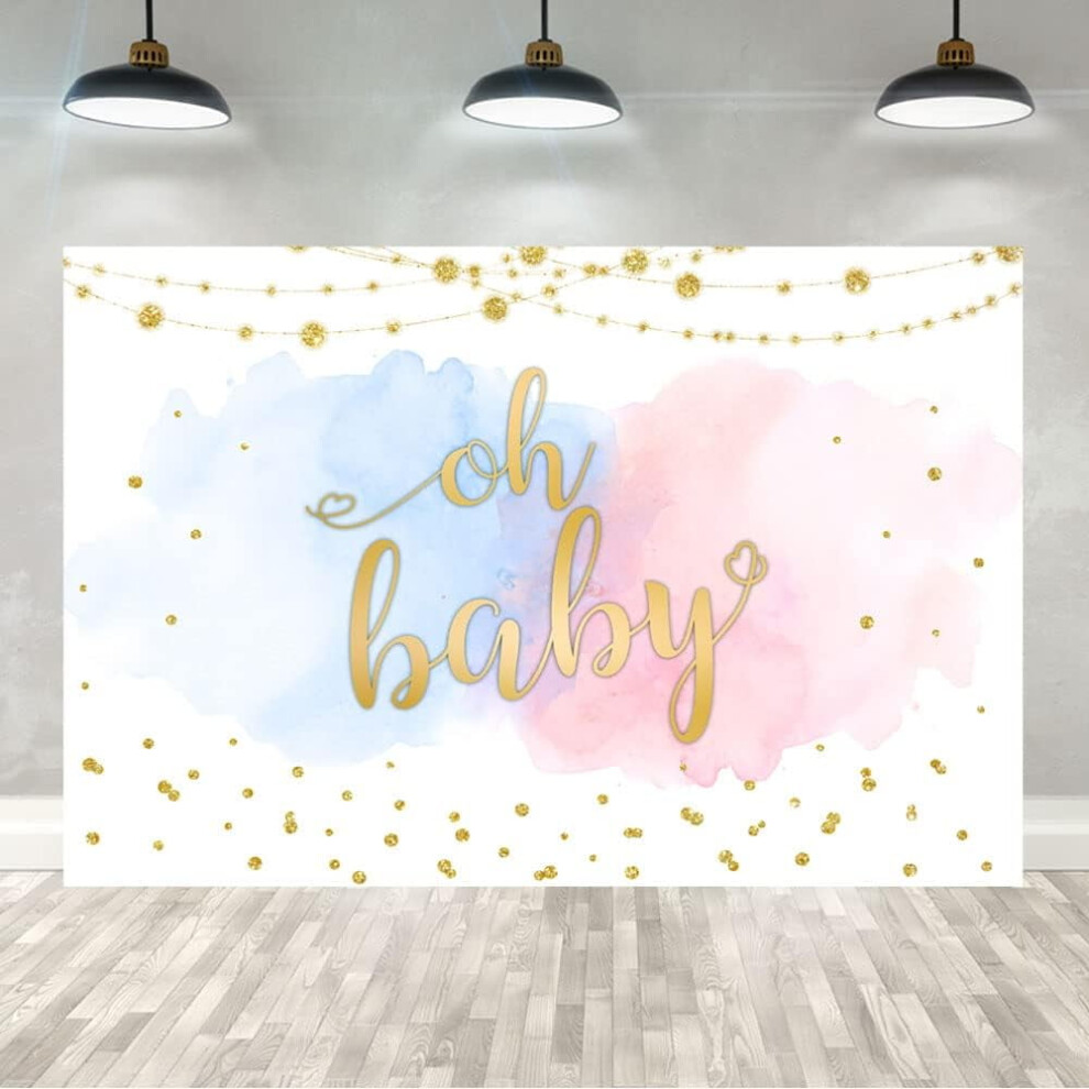 Gender Reveal Backdrop For Baby Shower Photo Booth Gold 946140694856