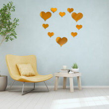 Winysin Lot de 10 stickers muraux 3D en forme de cœur avec miroirs, décoration murale pour chambre d'enfant et maison